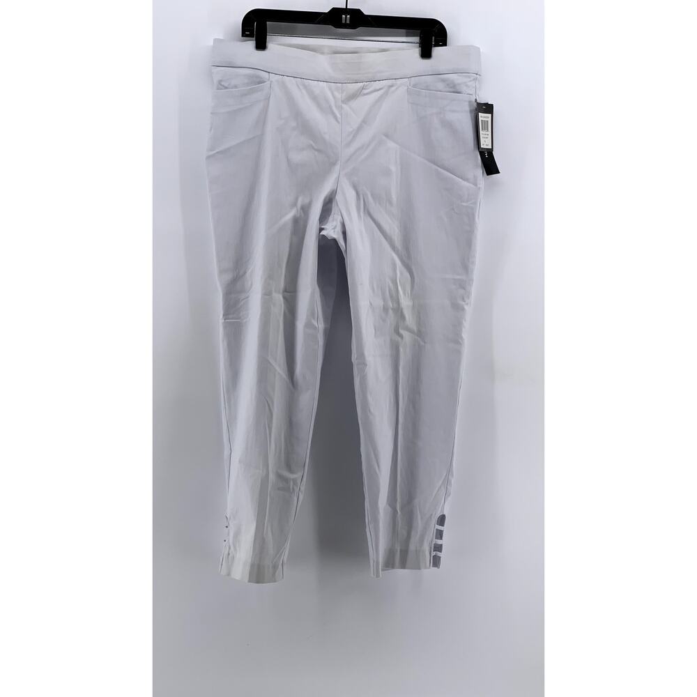 89TH & MADISON Women's Bleached White Cutout Hem Pants SZ XL